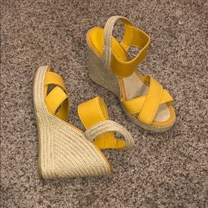 Nine West yellow wedges